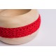 Swiss stone pine bowl Coco with Merino wool ribbon (Red)