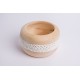 Swiss stone pine bowl Coco with Merino wool ribbon (White)