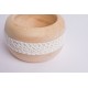 Swiss stone pine bowl Coco with Merino wool ribbon (White)