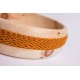 Swiss stone pine bowl with Merino wool ribbon (Ocher)