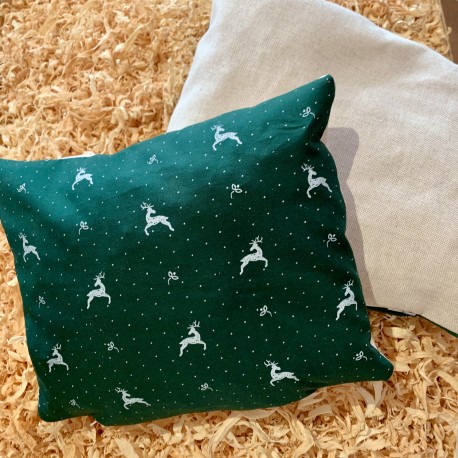 Cuscino in pino cembro Premium Cervo Verde Lino Verde/Cotone ( 28 cm / Bifacciale )