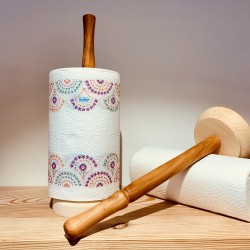 Porta rotolo da cucina in legno di ciliegio/pino cembro (fatto a mano e in legno massiccio)